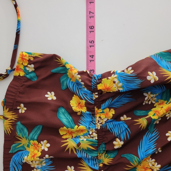 Hilo Hattie Vintage 70s Hawaiian Floral Spaghetti Strap Ruffle Trim Maxi Dress - Picture 10 of 11